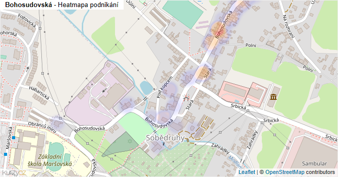 Bohosudovská - mapa podnikání