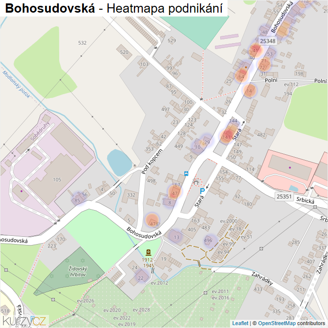 Mapa Bohosudovská - Firmy v ulici.