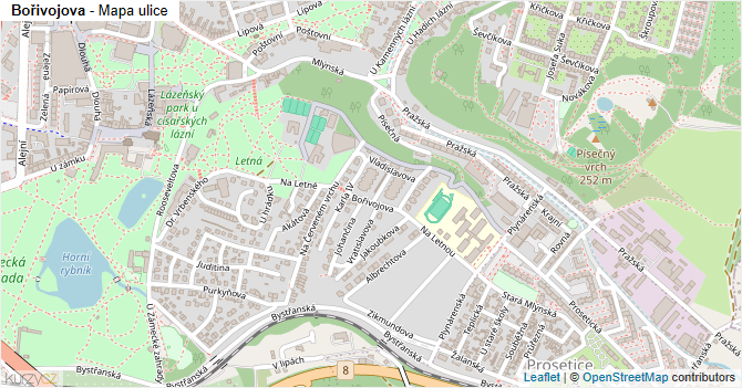 Bořivojova - mapa ulice