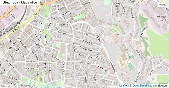 Březinova - mapa ulice