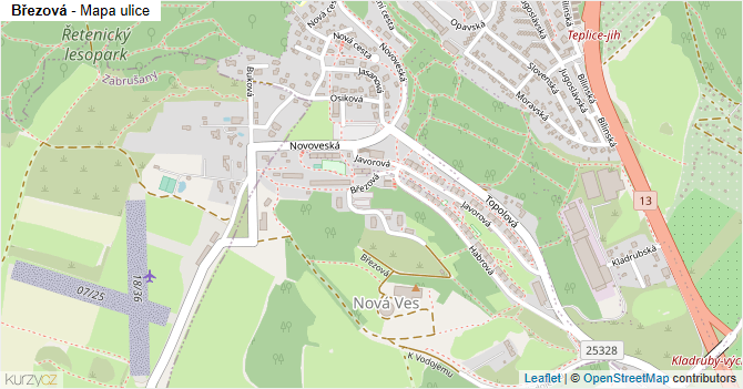 Březová - mapa ulice