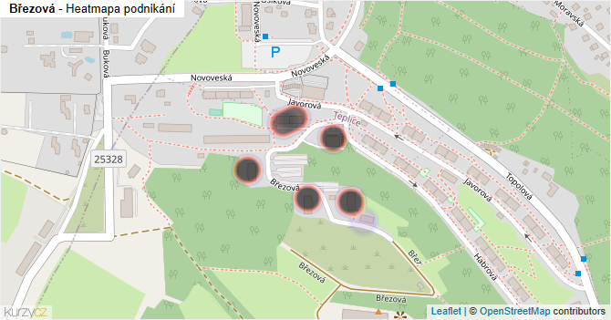 Březová - mapa podnikání