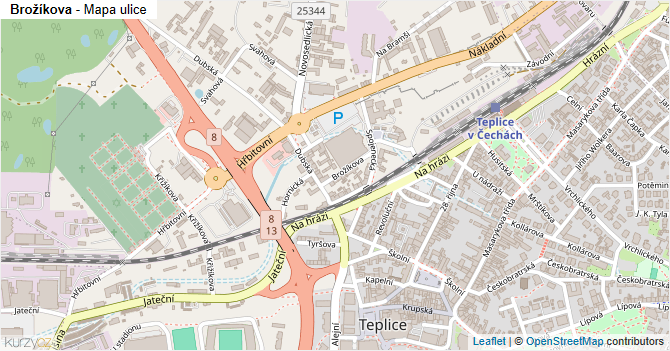 Brožíkova - mapa ulice