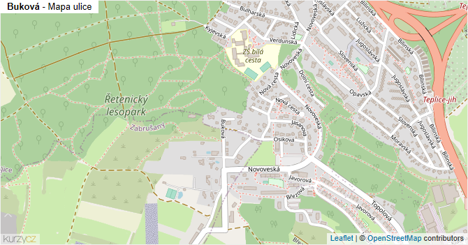 Buková - mapa ulice