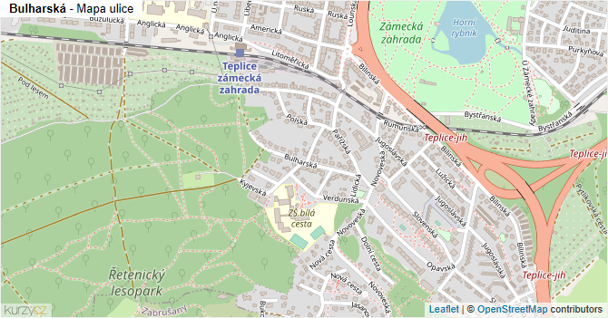Bulharská - mapa ulice