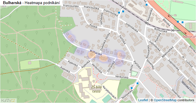 Bulharská - mapa podnikání