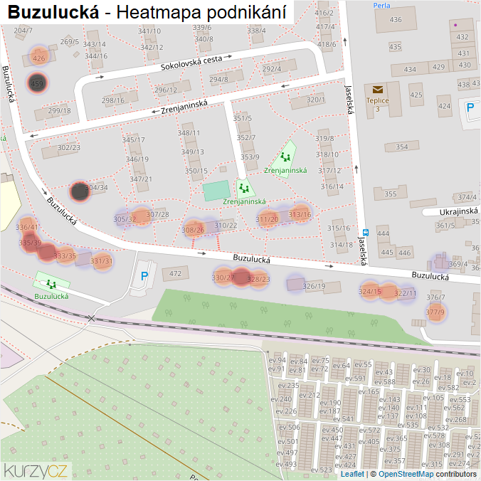 Mapa Buzulucká - Firmy v ulici.