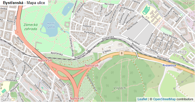Bystřanská - mapa ulice