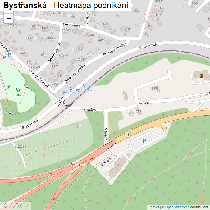Mapa Bystřanská - Firmy v ulici.