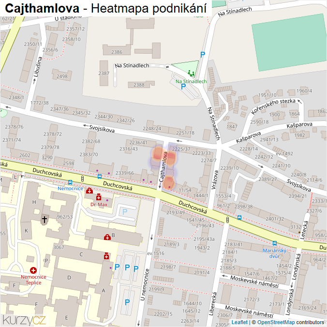 Mapa Cajthamlova - Firmy v ulici.