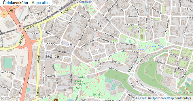 Čelakovského - mapa ulice