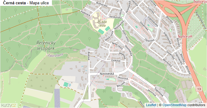 Černá cesta - mapa ulice