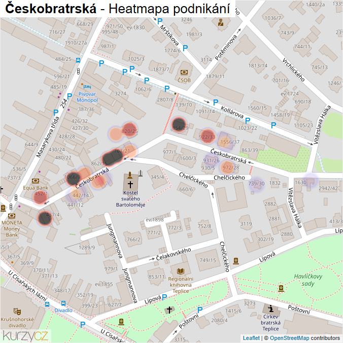 Mapa Českobratrská - Firmy v ulici.