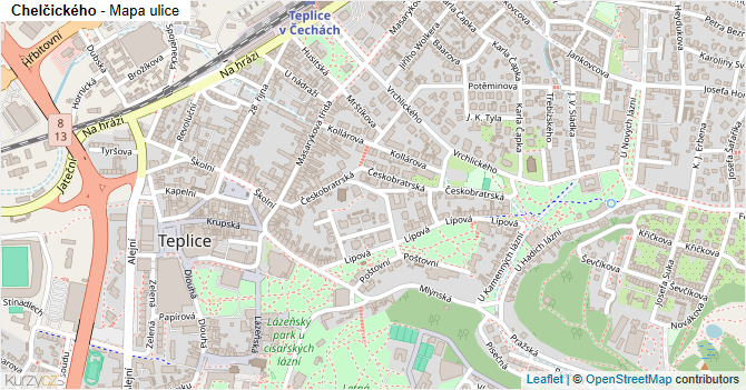 Chelčického - mapa ulice