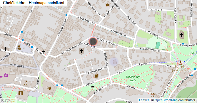 Chelčického - mapa podnikání
