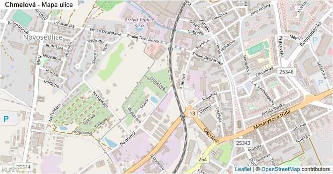 Chmelová - mapa ulice