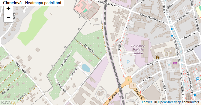 Chmelová - mapa podnikání