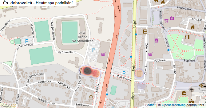 Čs. dobrovolců - mapa podnikání