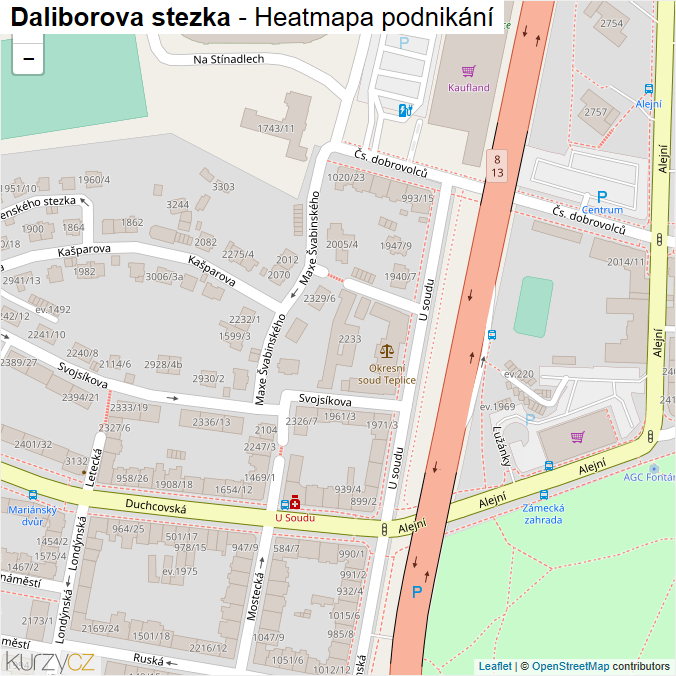 Mapa Daliborova stezka - Firmy v ulici.