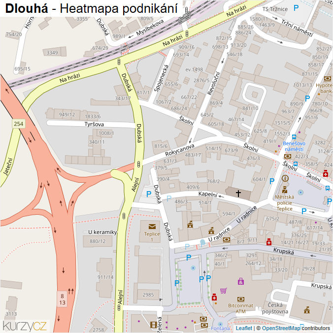 Mapa Dlouhá - Firmy v ulici.