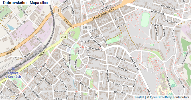 Dobrovského - mapa ulice