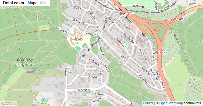 Dolní cesta - mapa ulice