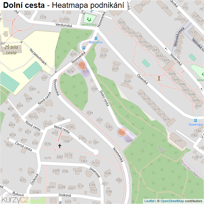 Mapa Dolní cesta - Firmy v ulici.
