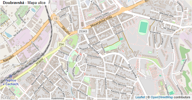 Doubravská - mapa ulice