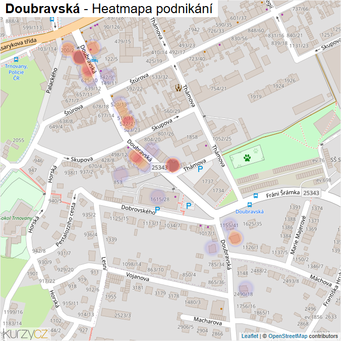 Mapa Doubravská - Firmy v ulici.