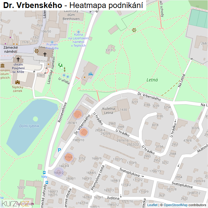 Mapa Dr. Vrbenského - Firmy v ulici.