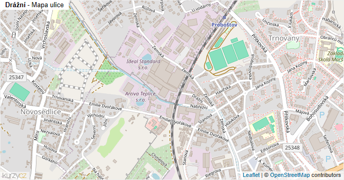 Drážní - mapa ulice