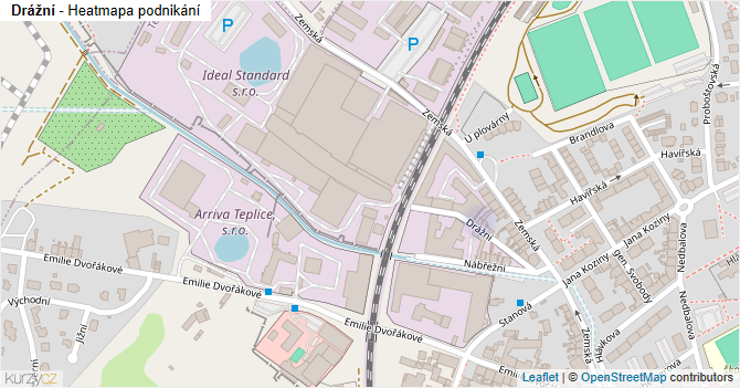 Drážní - mapa podnikání