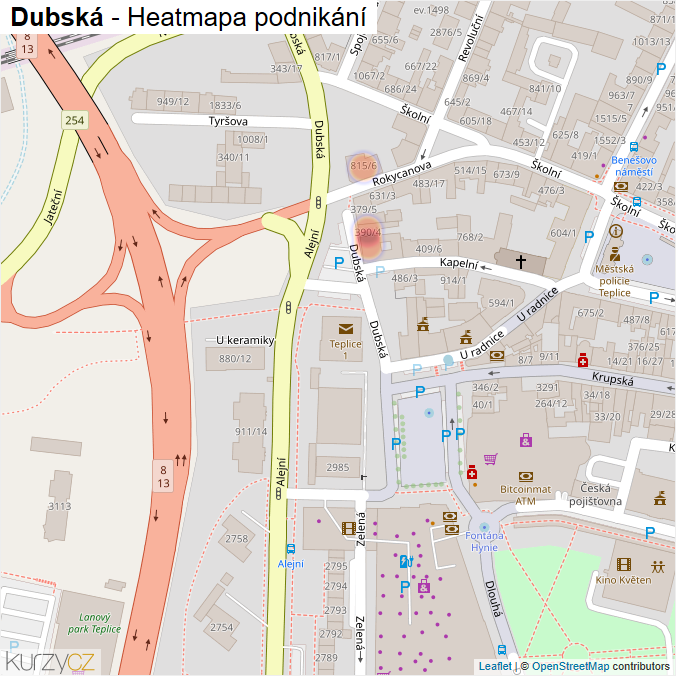 Mapa Dubská - Firmy v ulici.