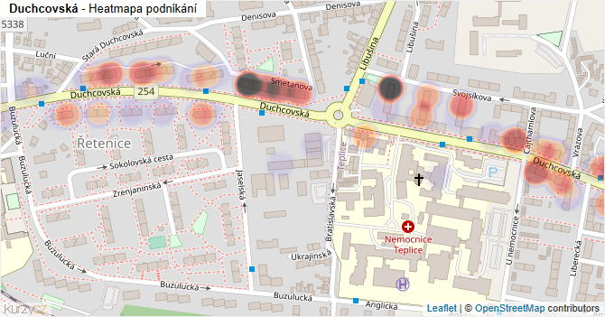 Duchcovská - mapa podnikání