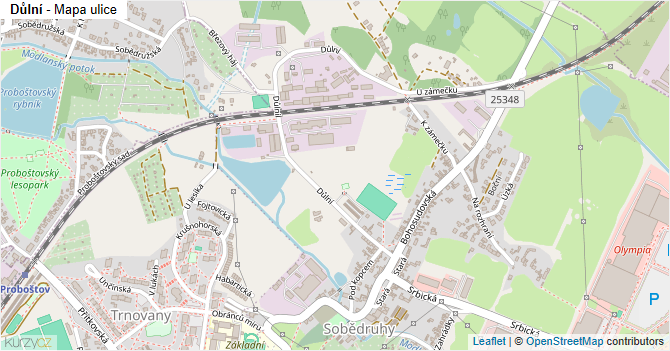 Důlní - mapa ulice