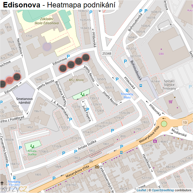Mapa Edisonova - Firmy v ulici.
