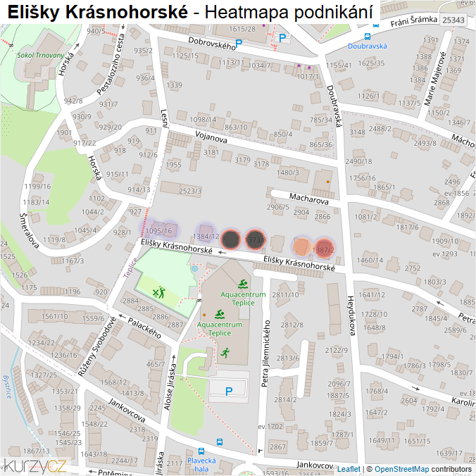 Mapa Elišky Krásnohorské - Firmy v ulici.