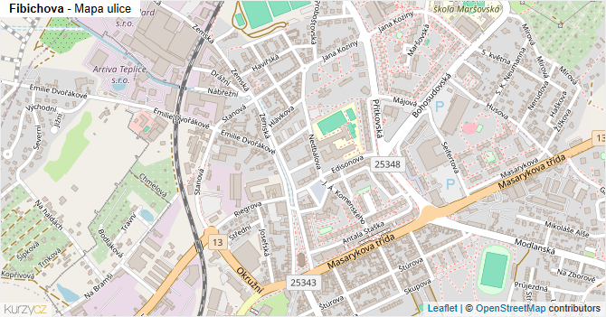 Fibichova - mapa ulice