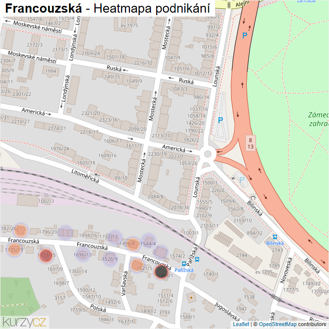 Mapa Francouzská - Firmy v ulici.