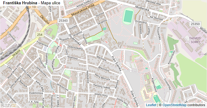 Františka Hrubína - mapa ulice