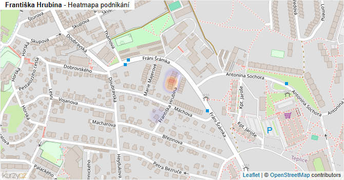 Františka Hrubína - mapa podnikání