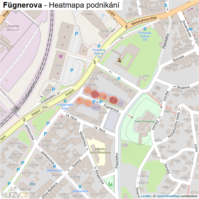 Mapa Fügnerova - Firmy v ulici.