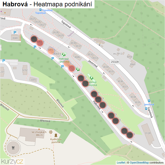 Mapa Habrová - Firmy v ulici.