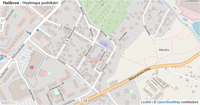 Haškova - mapa podnikání