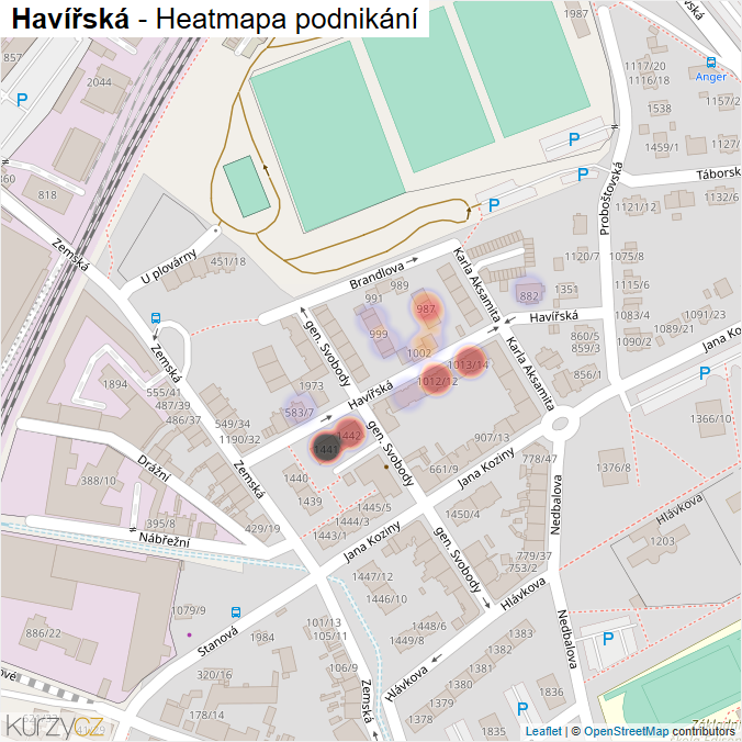 Mapa Havířská - Firmy v ulici.