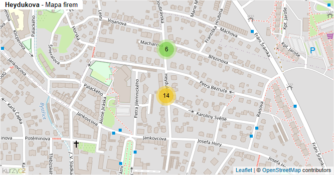 Heydukova - mapa firem