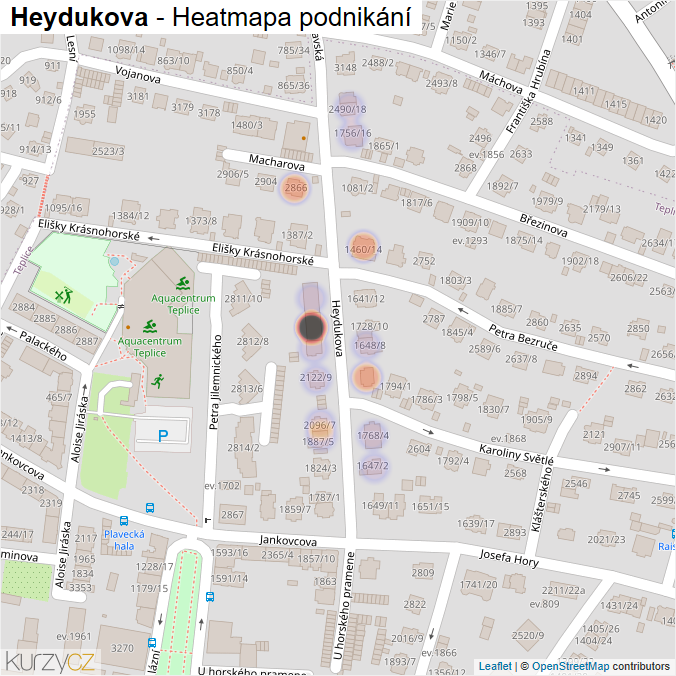 Mapa Heydukova - Firmy v ulici.
