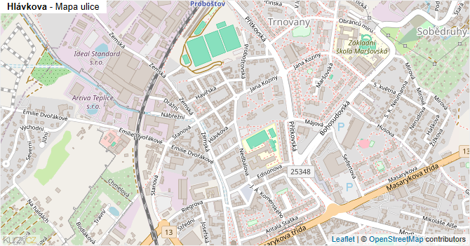 Hlávkova - mapa ulice