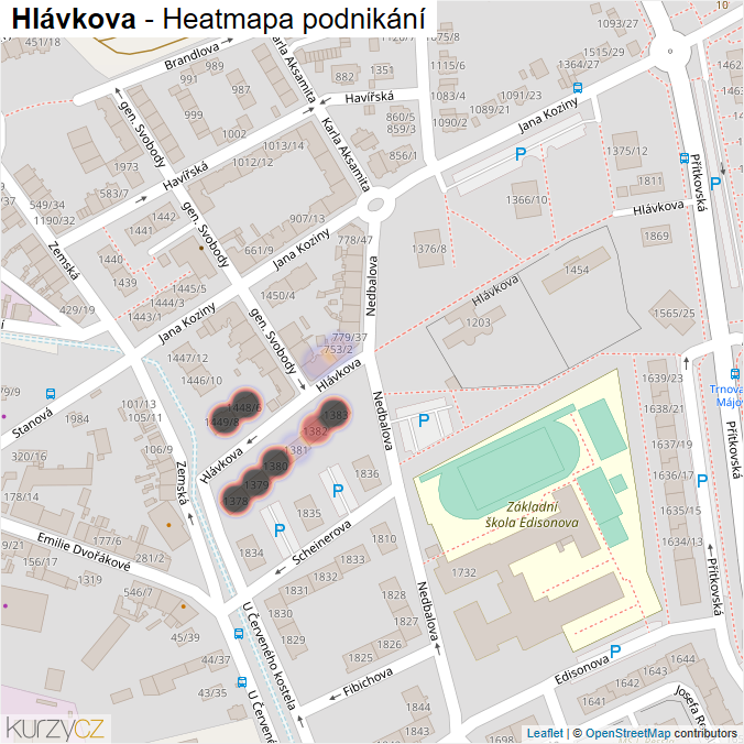 Mapa Hlávkova - Firmy v ulici.