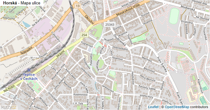 Horská - mapa ulice